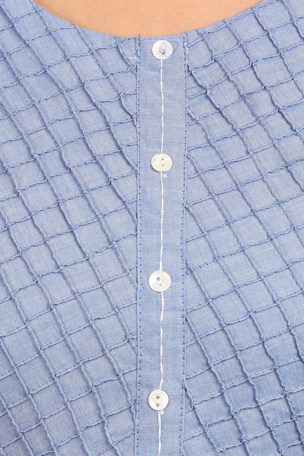 Blue Straight Cotton Kurta image number 4