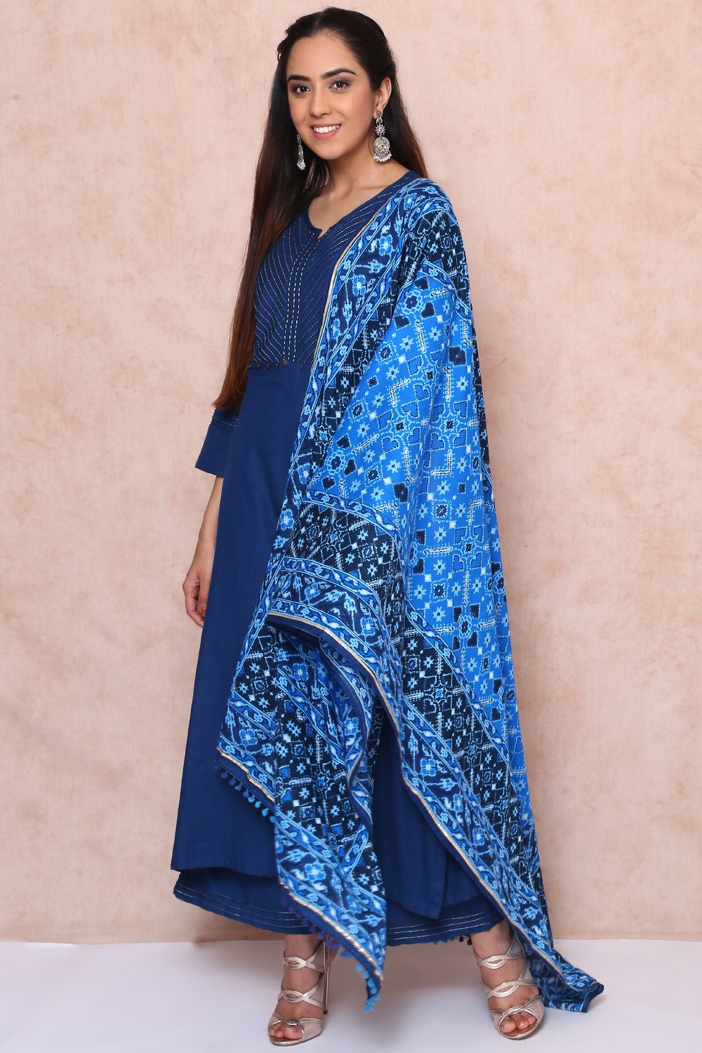 Indigo Viscose Asymmetric Suit Set image number 1