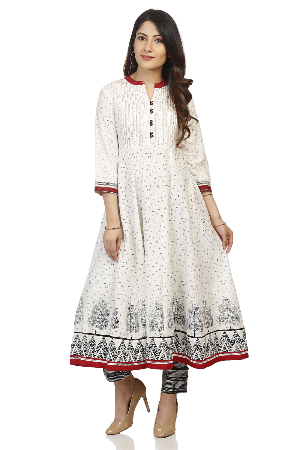 Ecru Kalidar Cotton Kurta image number 0