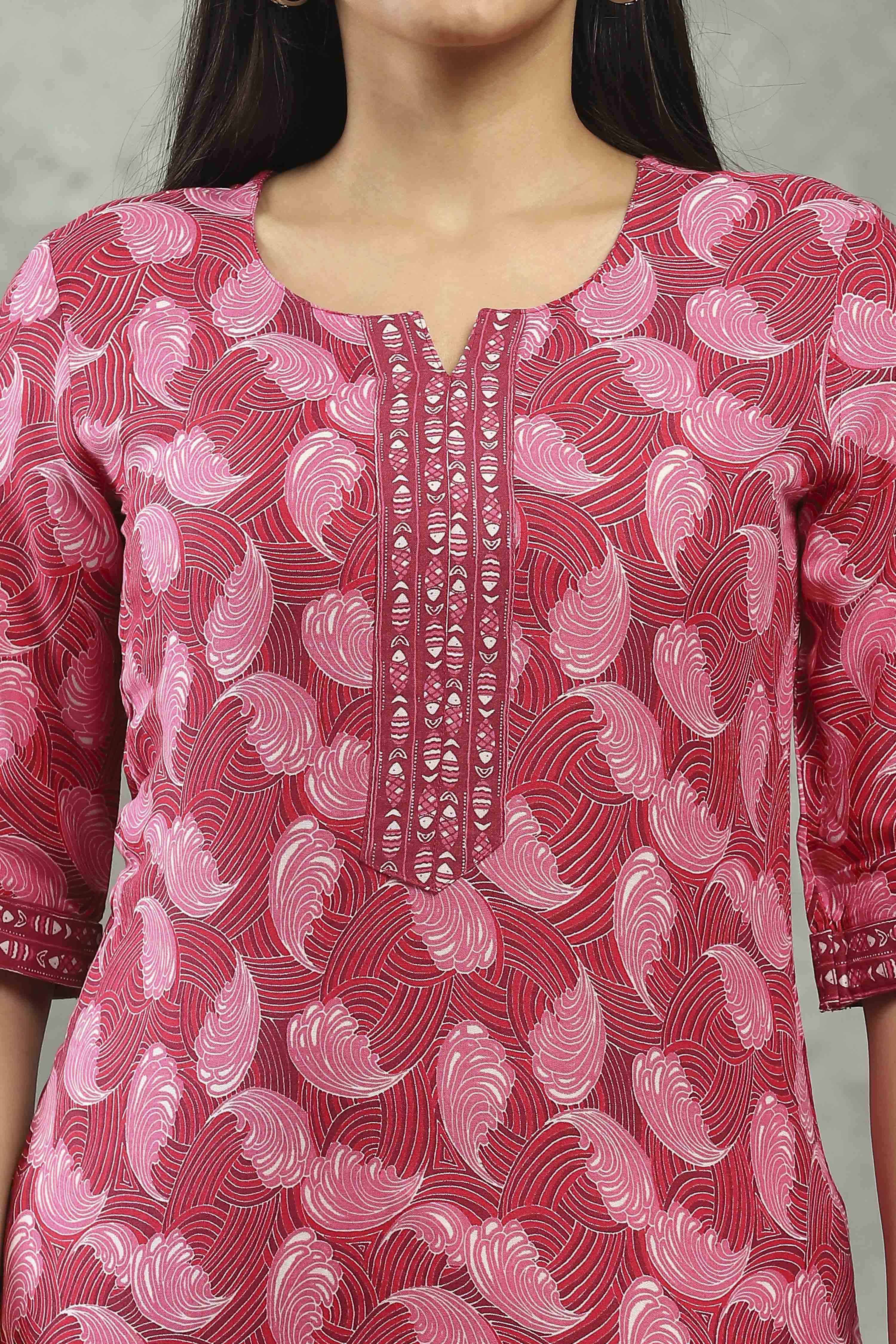 Pink Polyester Straight Kurta Pants Set image number 1
