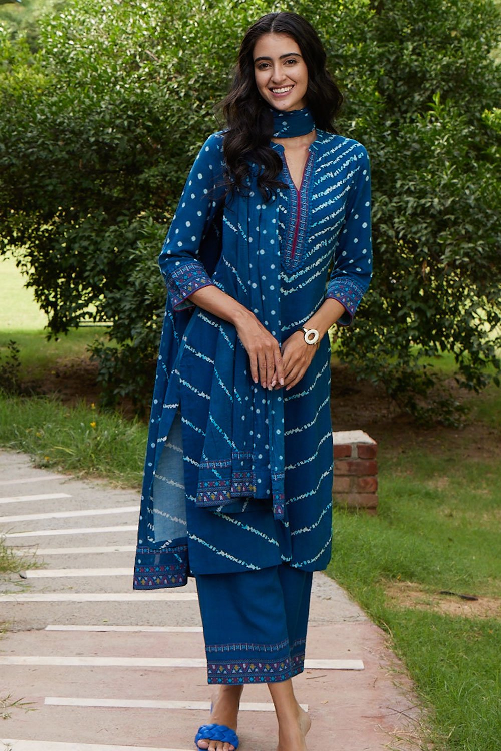 Indigo LIVA Straight Kurta image number 0