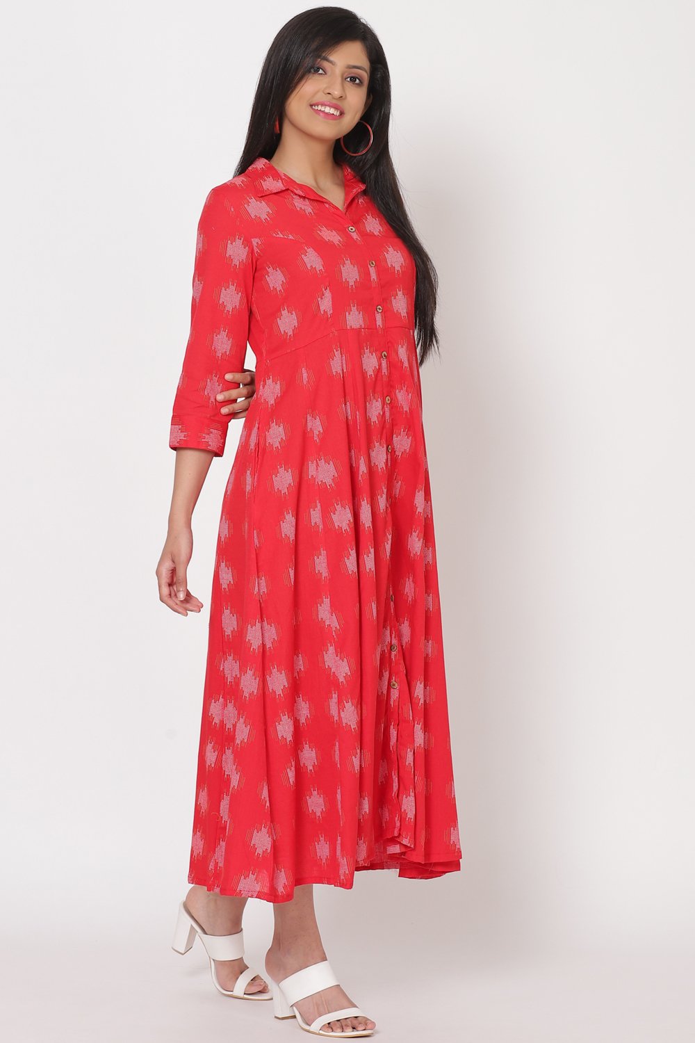 Red Cotton Flex Dress image number 4