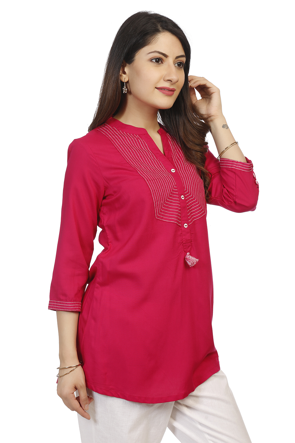 Fuschia A Line Viscose Indie Top image number 2