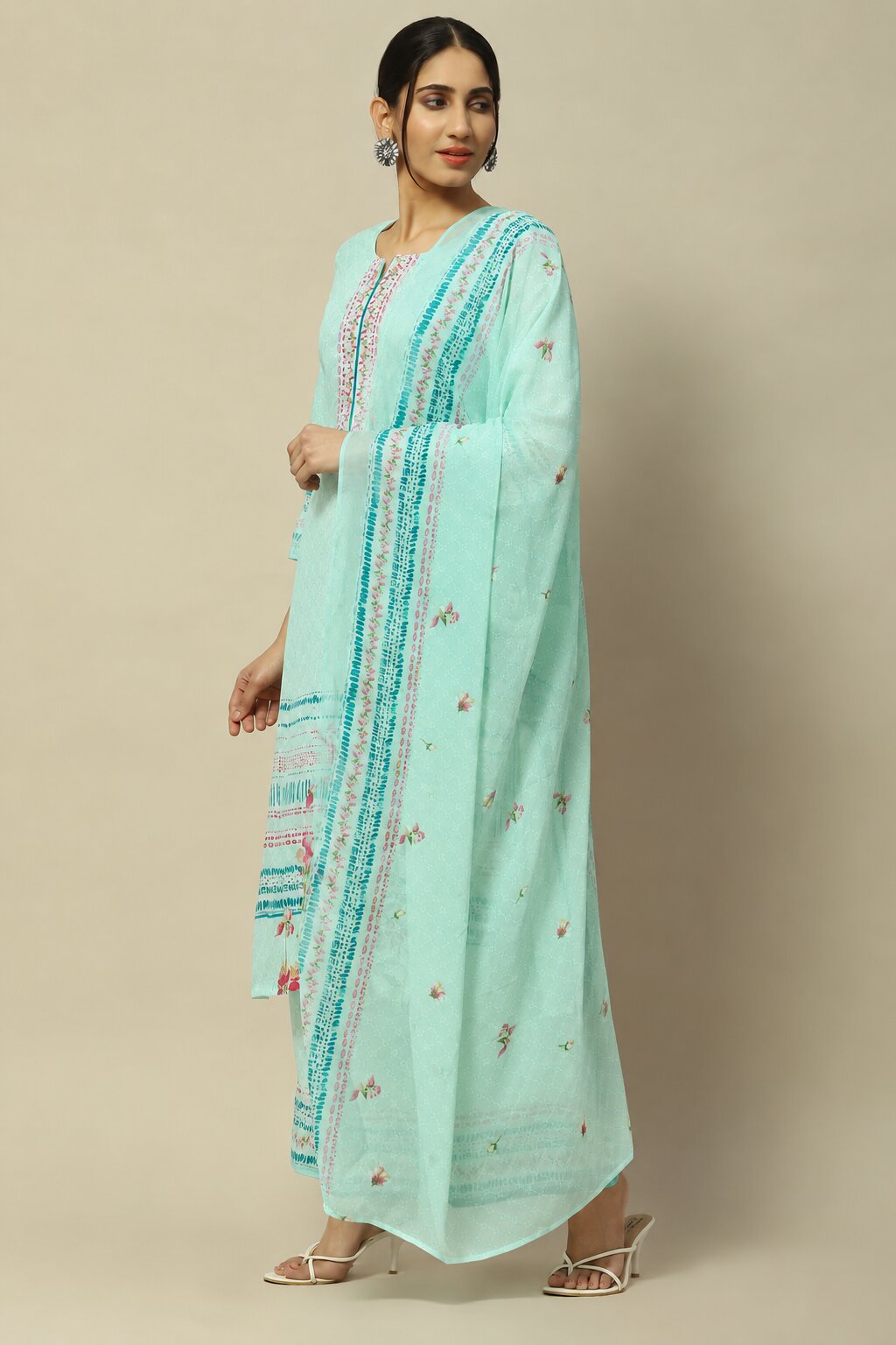 Aqua Rayon Straight Printed Suit Set image number 3