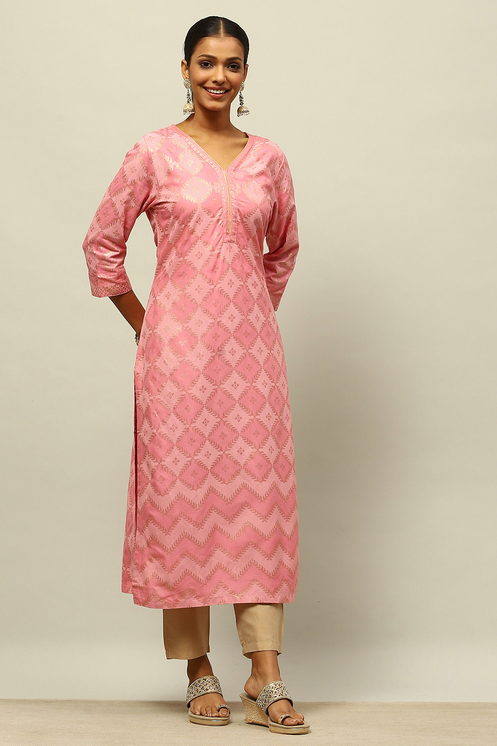 Blue Rayon Printed Straight Kurta image number 4