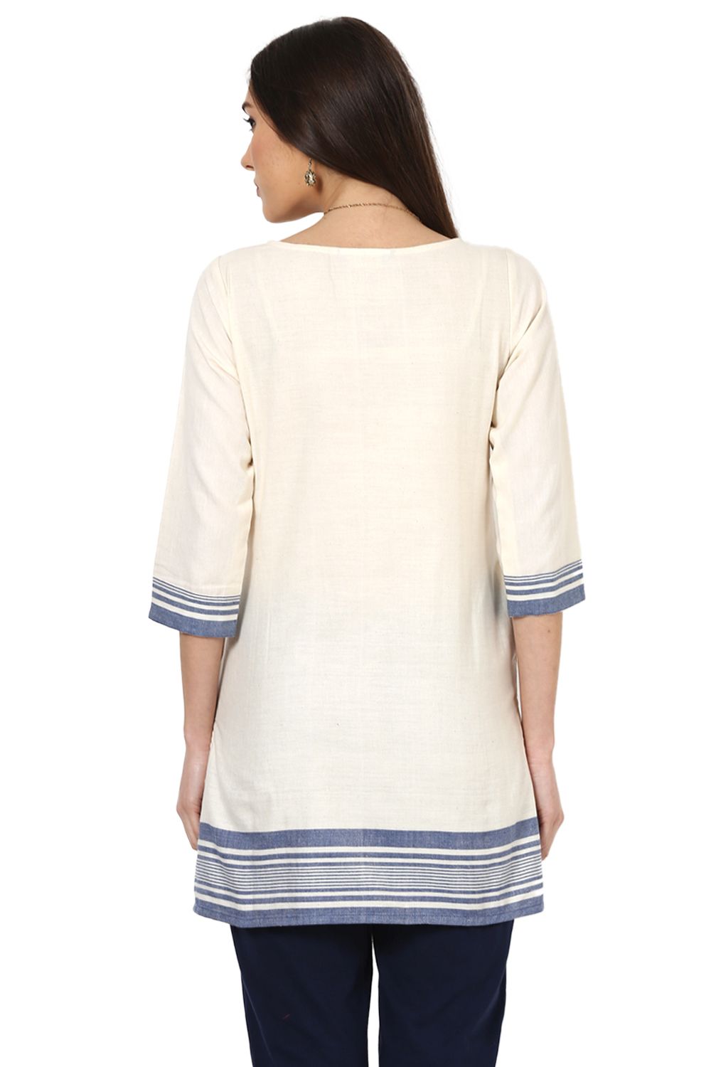 Off White Straight Cotton Indie Top image number 6
