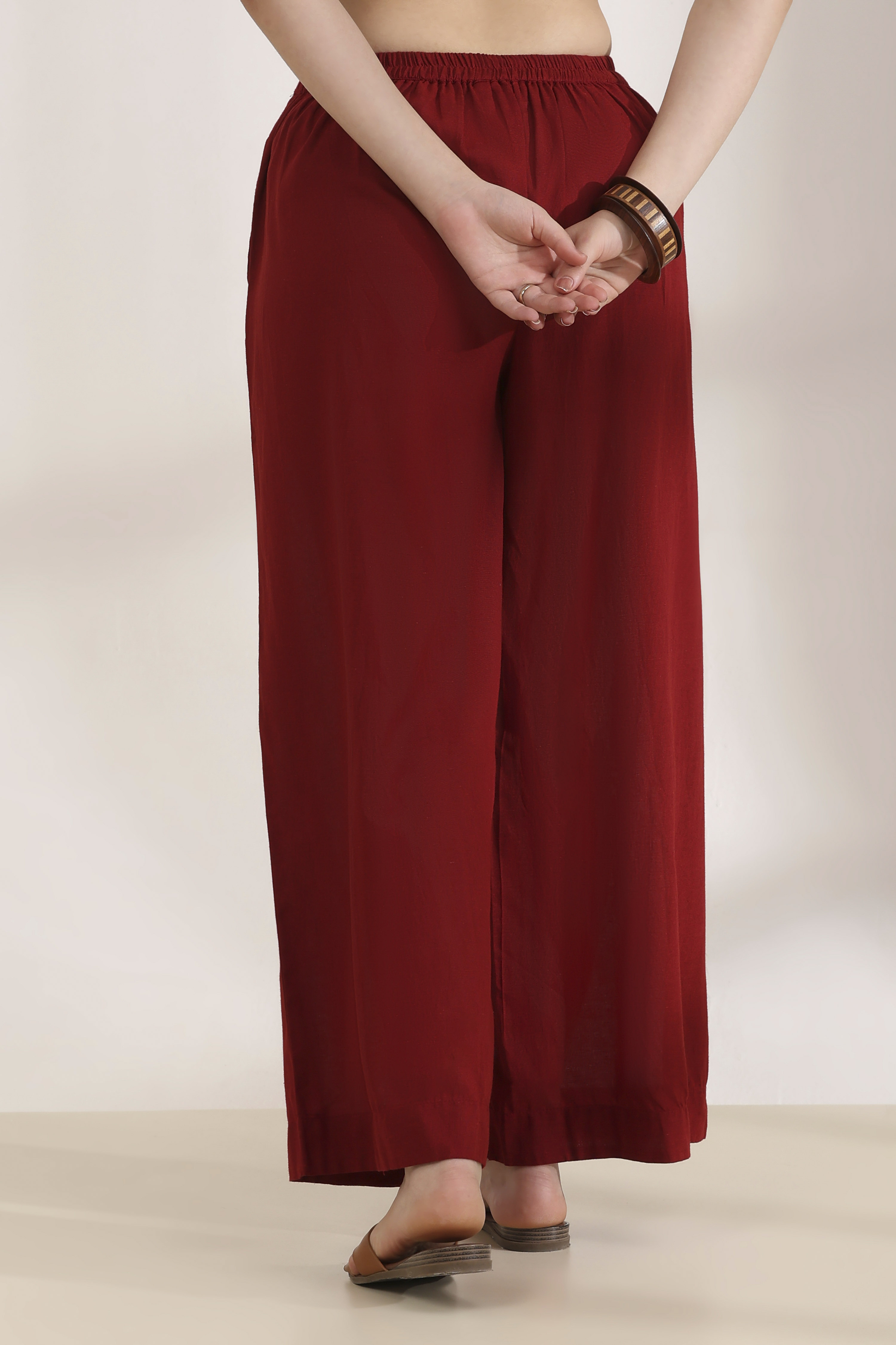 Black Rayon Straight Palazzos image number 5