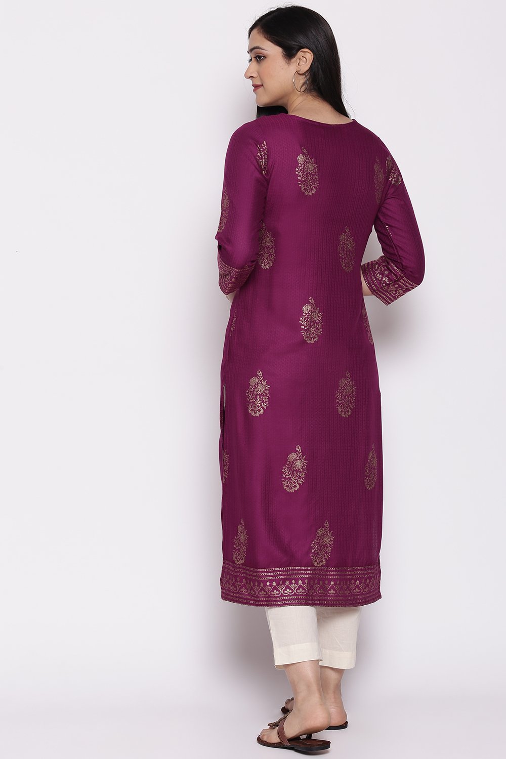 Purple Viscose Rayon Kurta image number 4