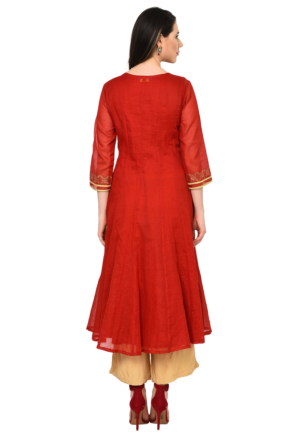 Red Kalidar Polyester Suit Set image number 4