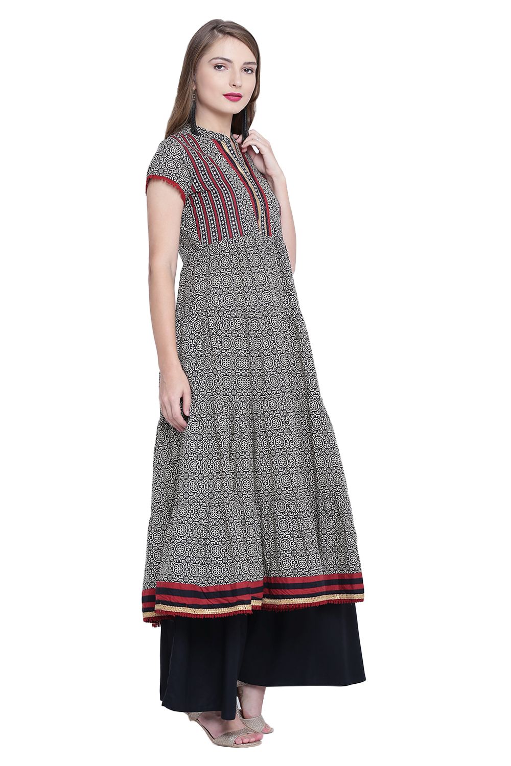 Rangriti Beige Kalidar Cotton Kurta image number 3