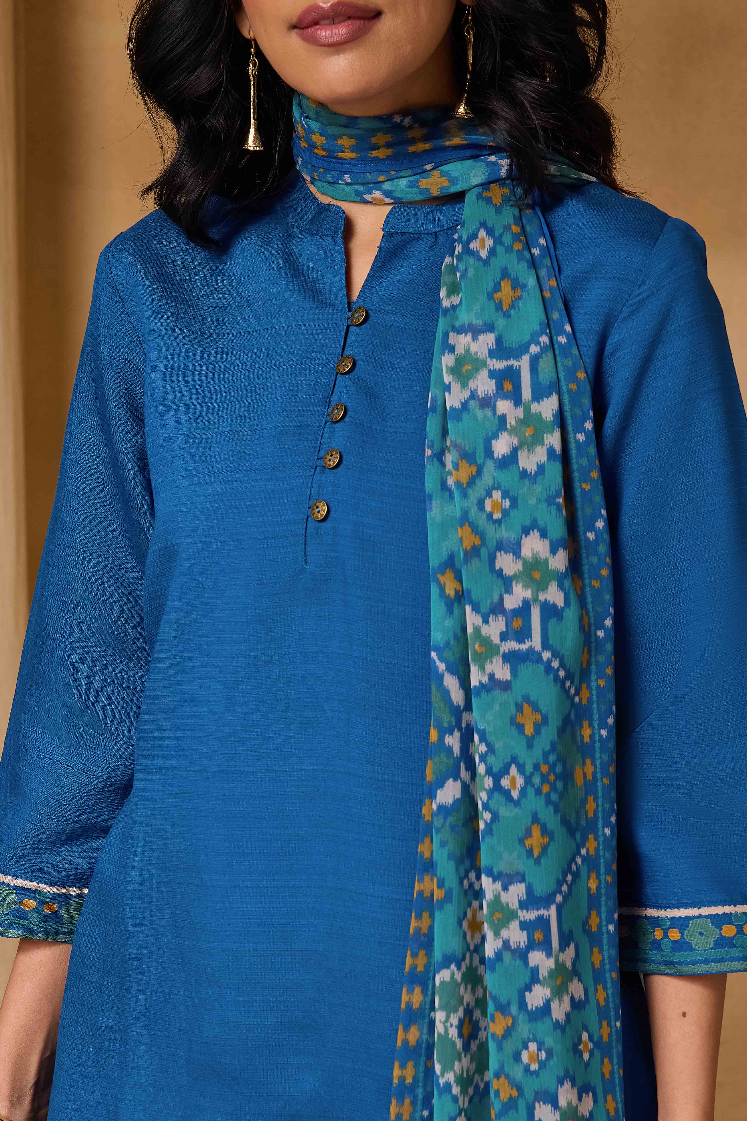 Mustard Viscose Blend Straight Printed Kurta image number 1