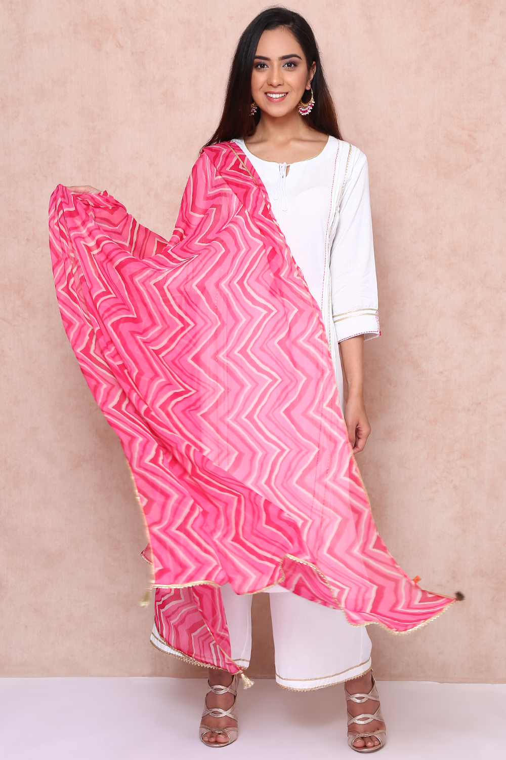 White Viscose A Line Suit Set image number 1