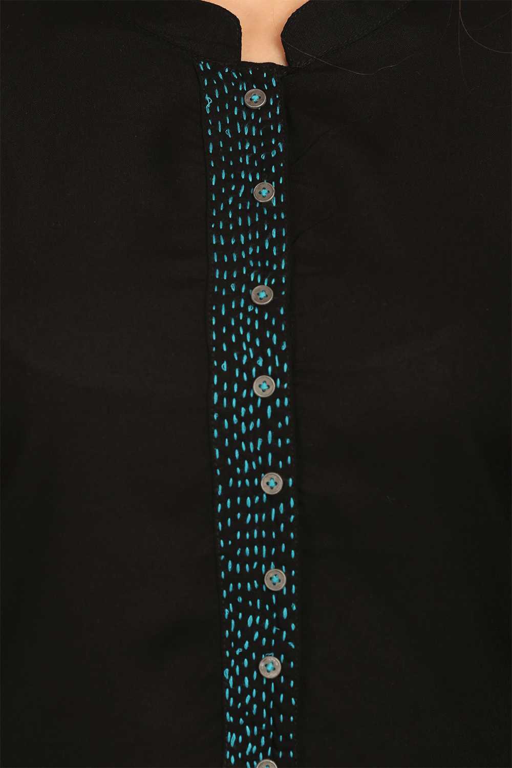 Black Straight Rayon Kurta image number 4