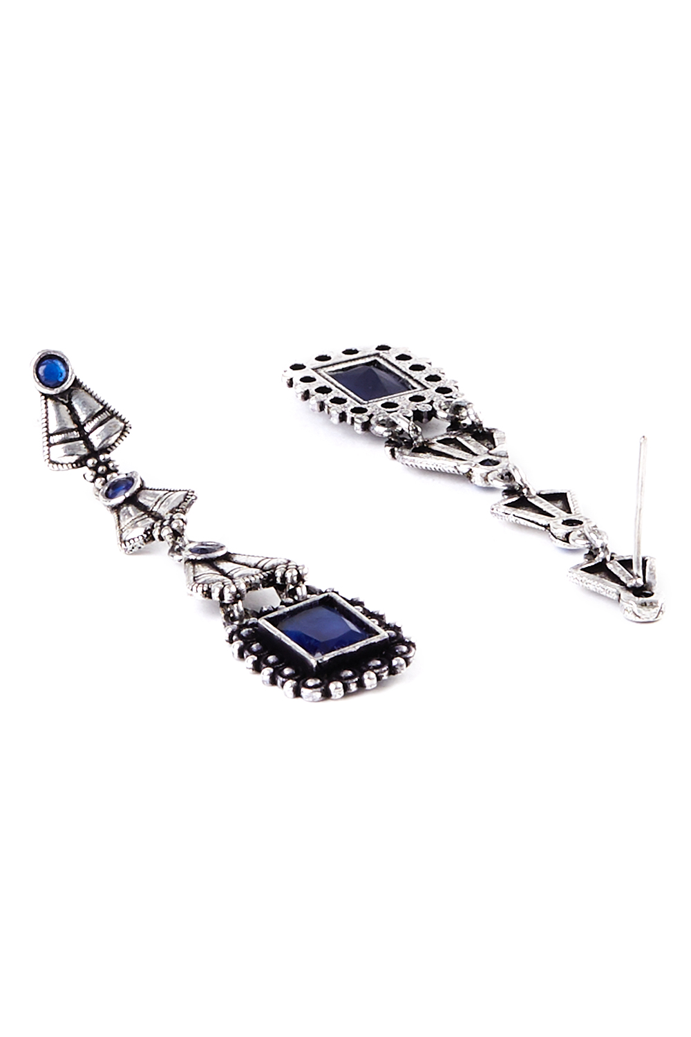 Blue Metal Brass Earrings image number 3