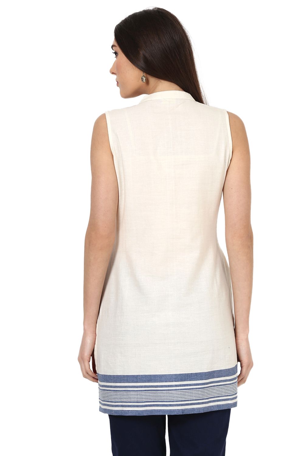 Off White Straight Cotton Indie Top image number 6