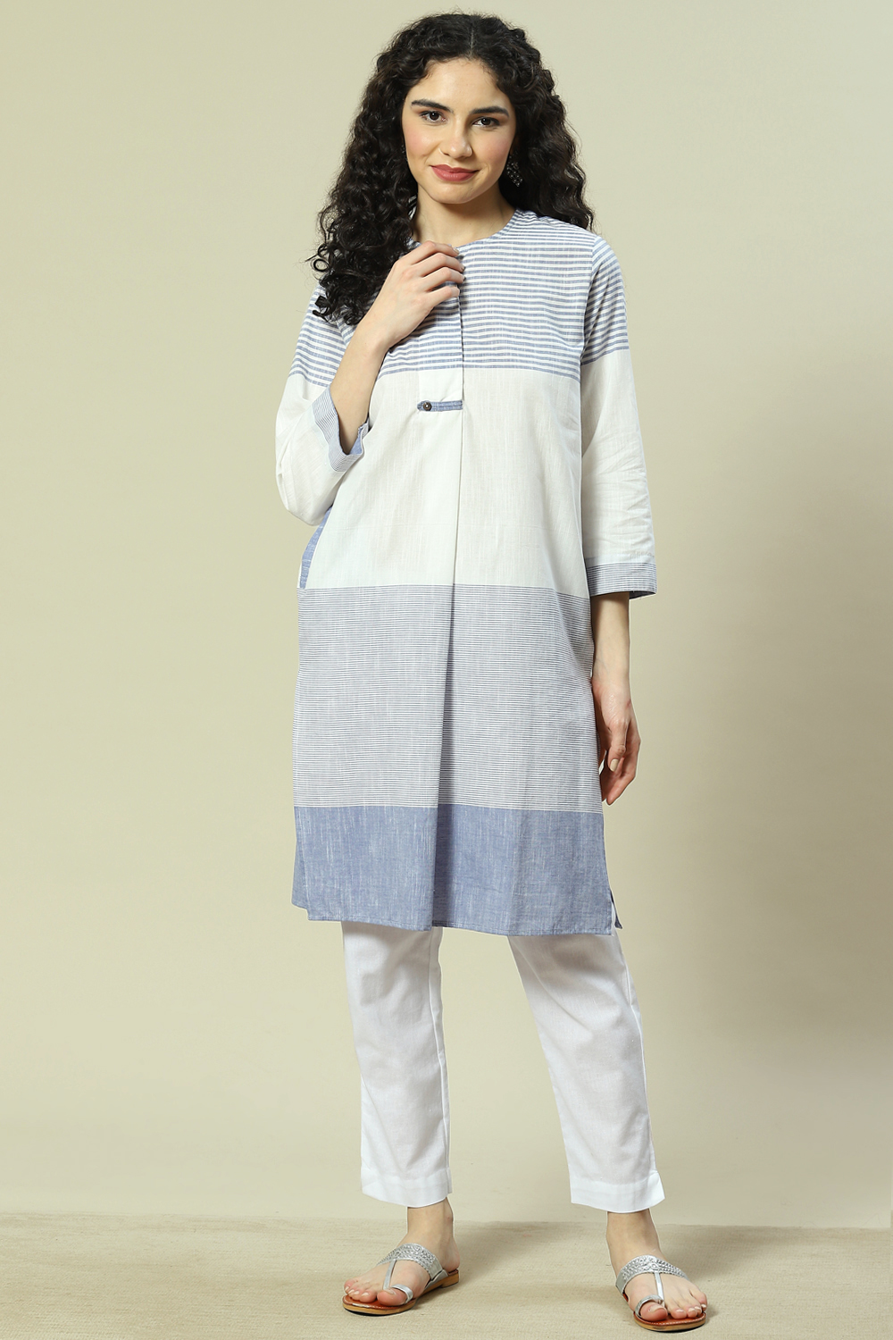 White Viscose Blend Straight Kurta image number 5