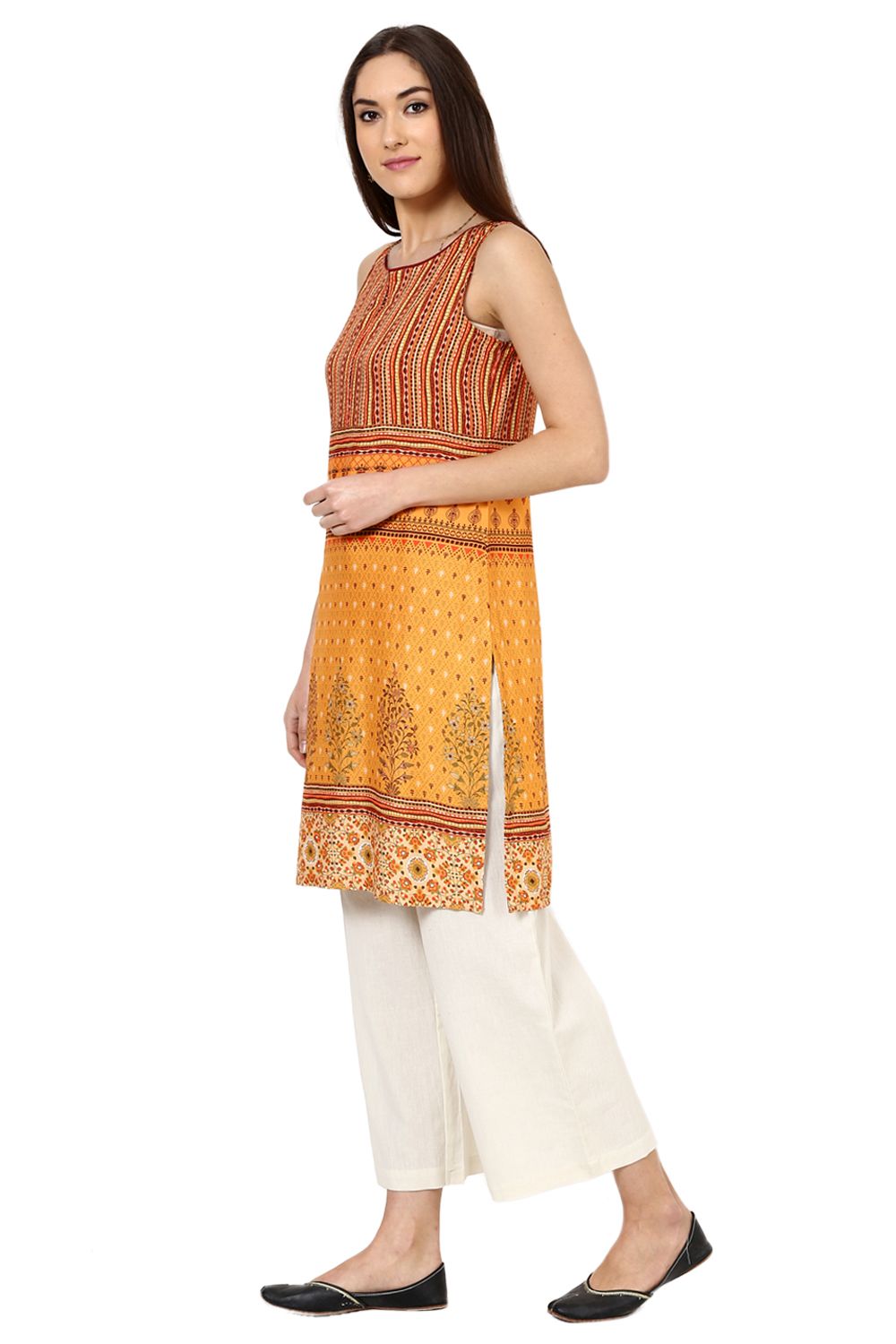 Yellow Straight Viscose Rayon Indie Top image number 5