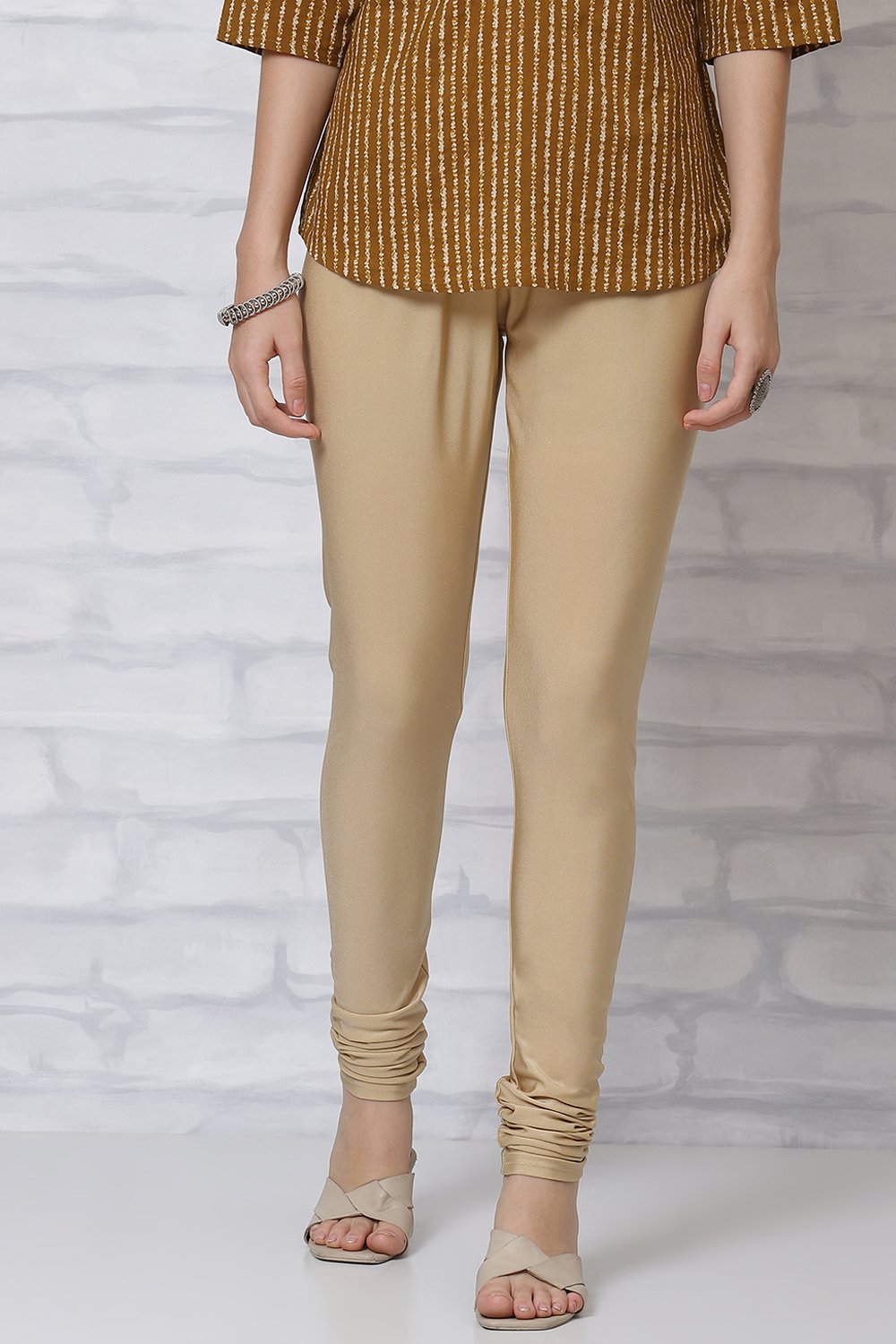 Gold Cotton Churidar image number 2