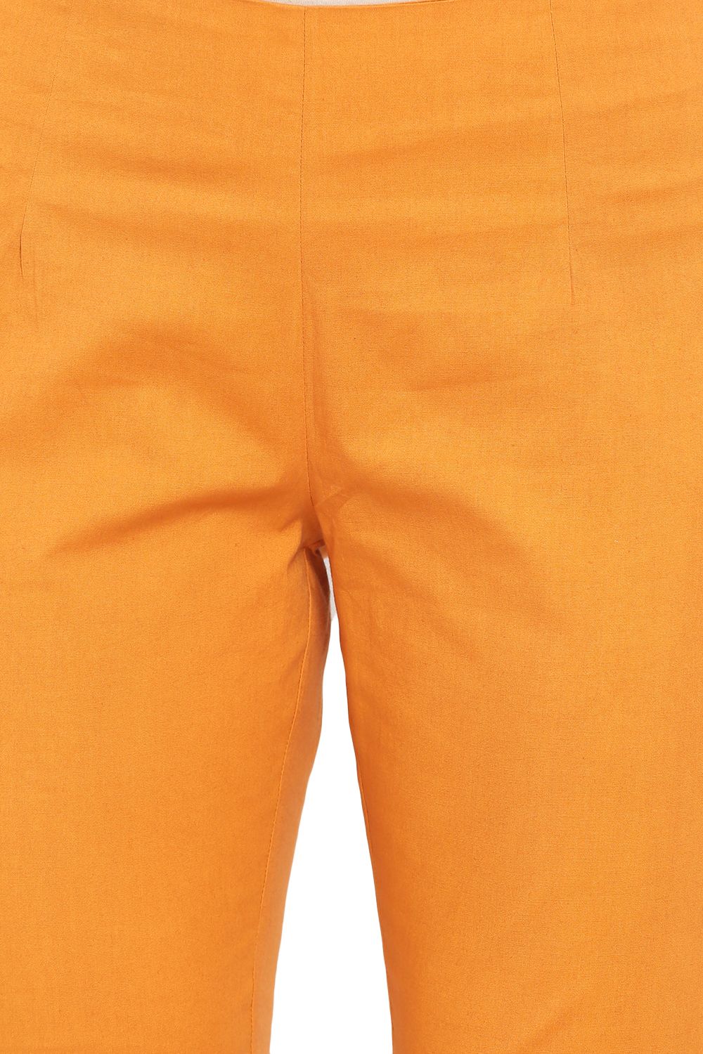 Orange Art Silk Slim Pants image number 1