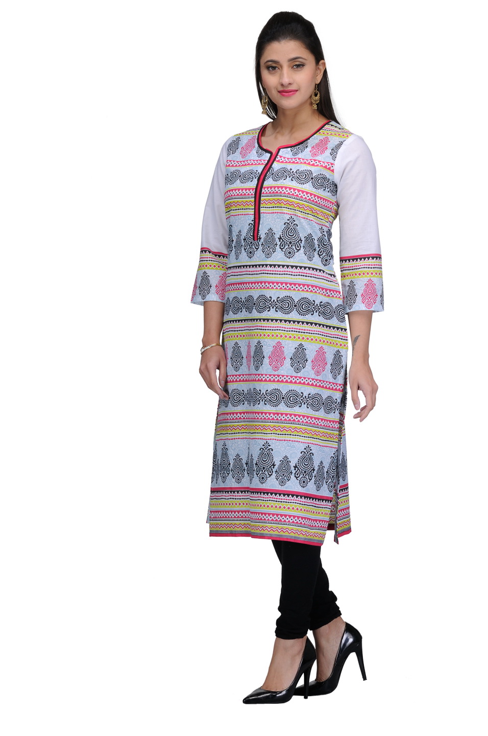 White Cotton Straight Kurta image number 2
