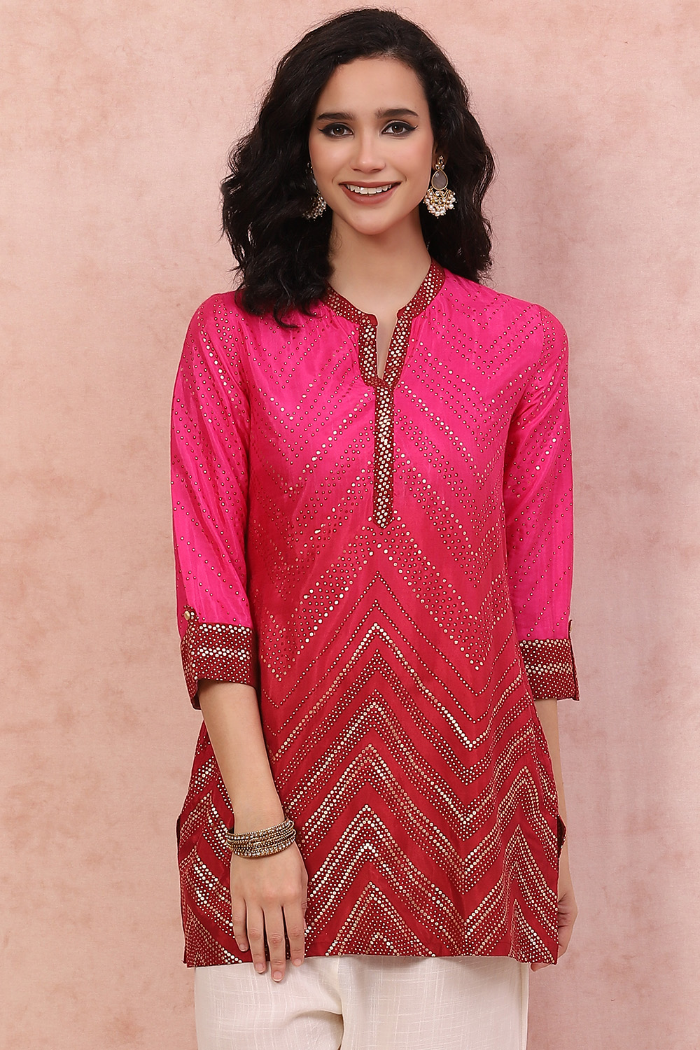 Pink LIVA Straight Short Kurti image number 6