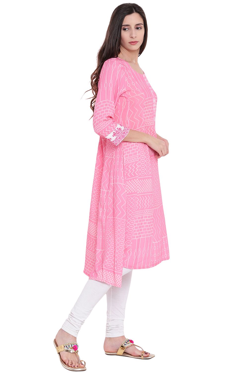 Pink Wool A-Line Kurta image number 2