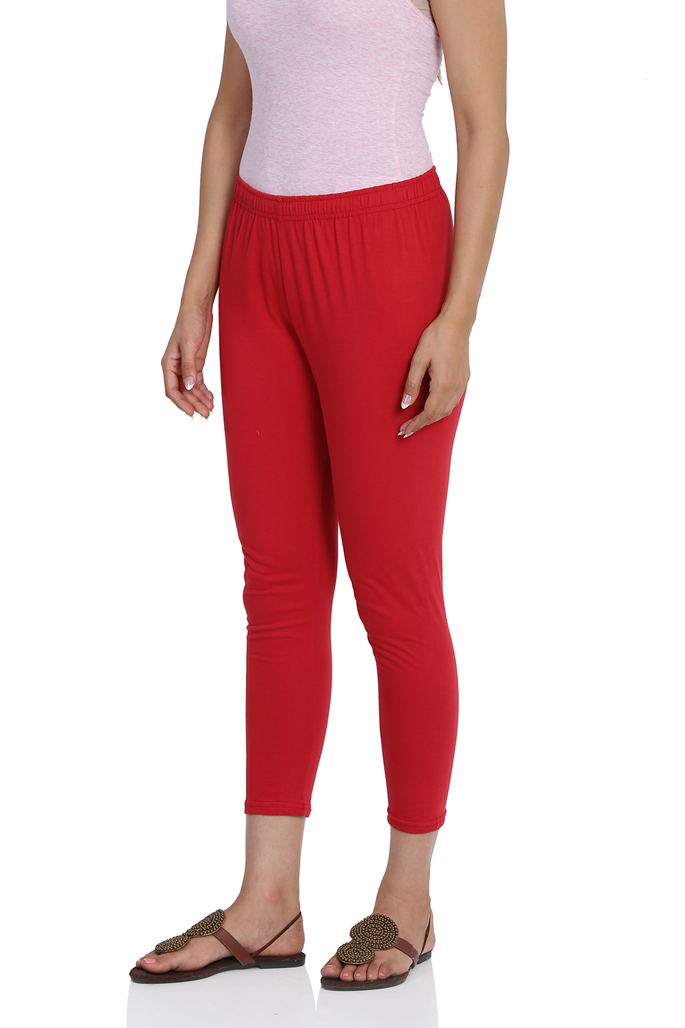 Red Cotton Leggings image number 1