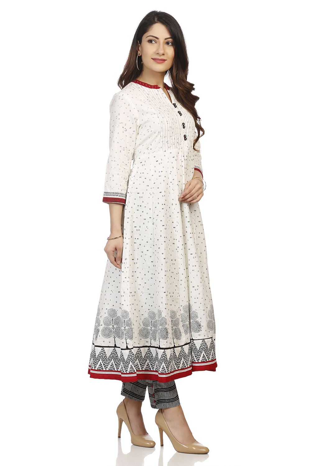 Ecru Kalidar Cotton Kurta image number 2