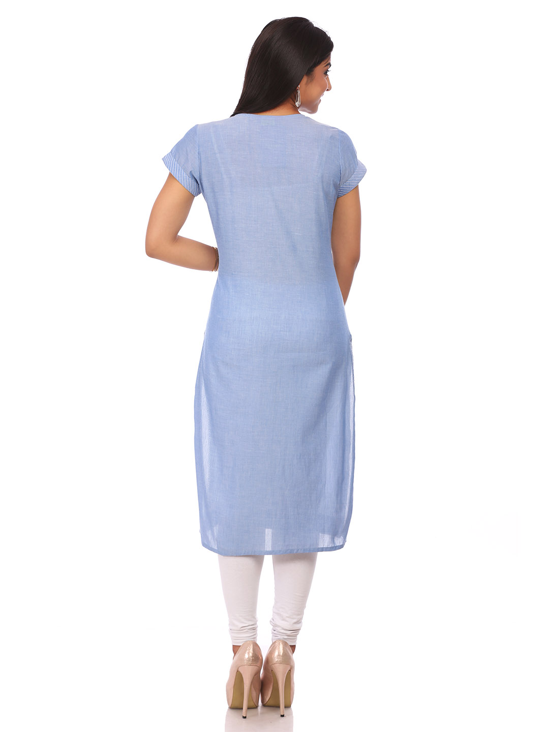 Blue Cotton Straight Kurta image number 1