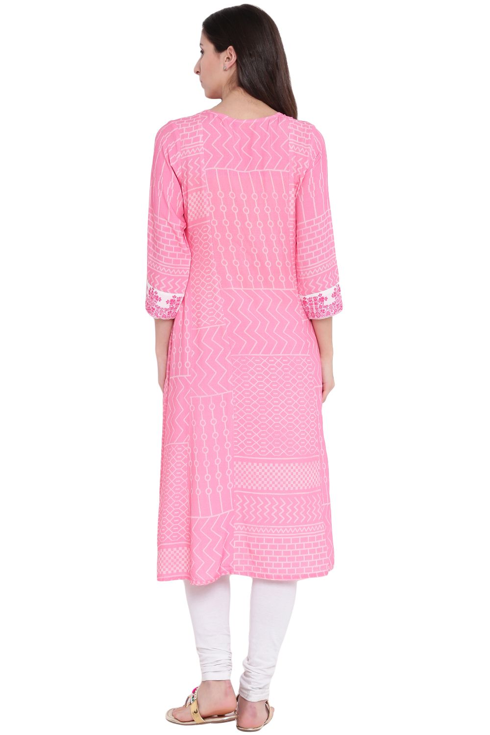 Pink Wool A-Line Kurta image number 4