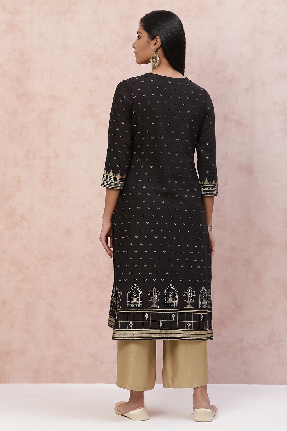 Red Cotton Flex Straight Kurta image number 4