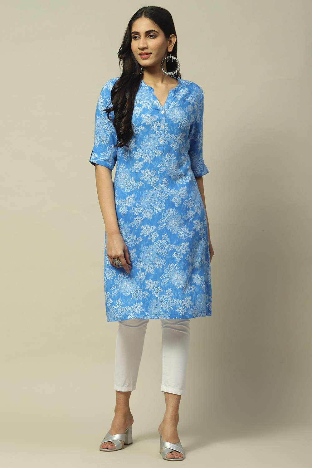 Blue Rayon Staight Kurta image number 5