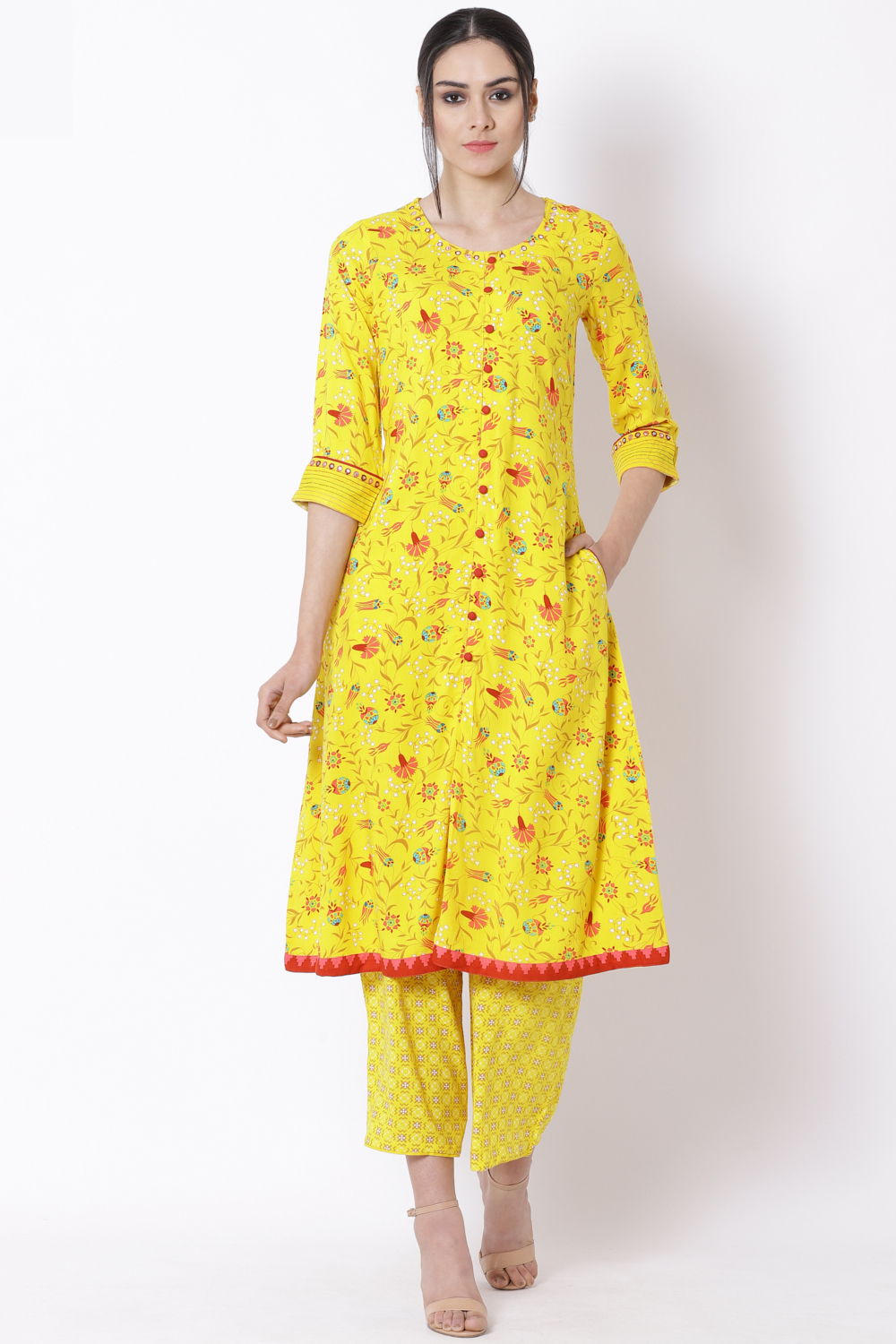 Yellow Viscose Kurta image number 2