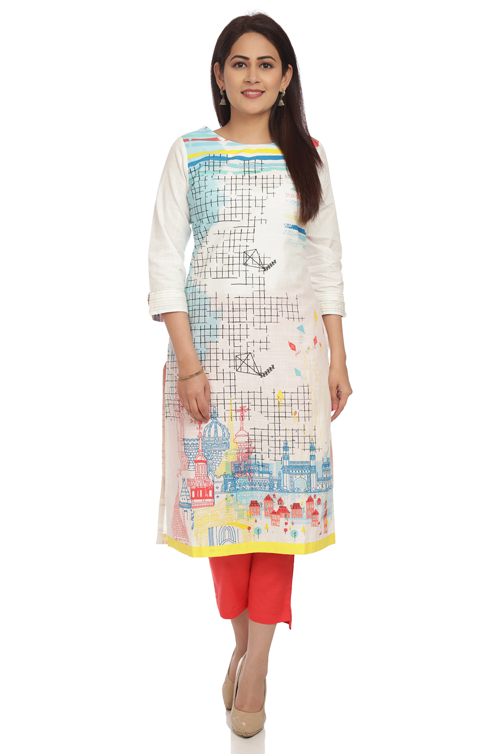 White Straight Cotton Kurta image number 0