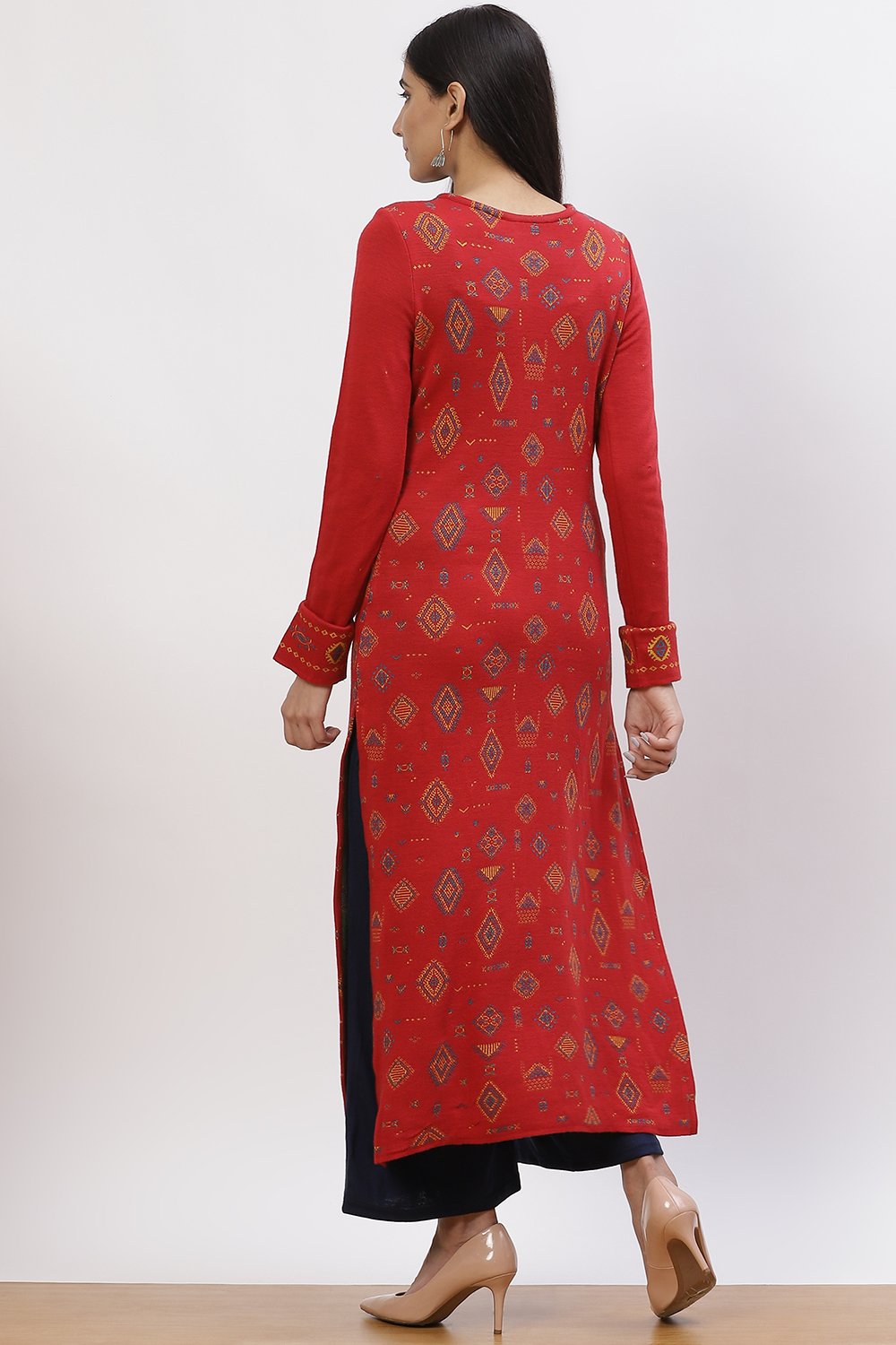 Black Jacquard Straight Kurta image number 5