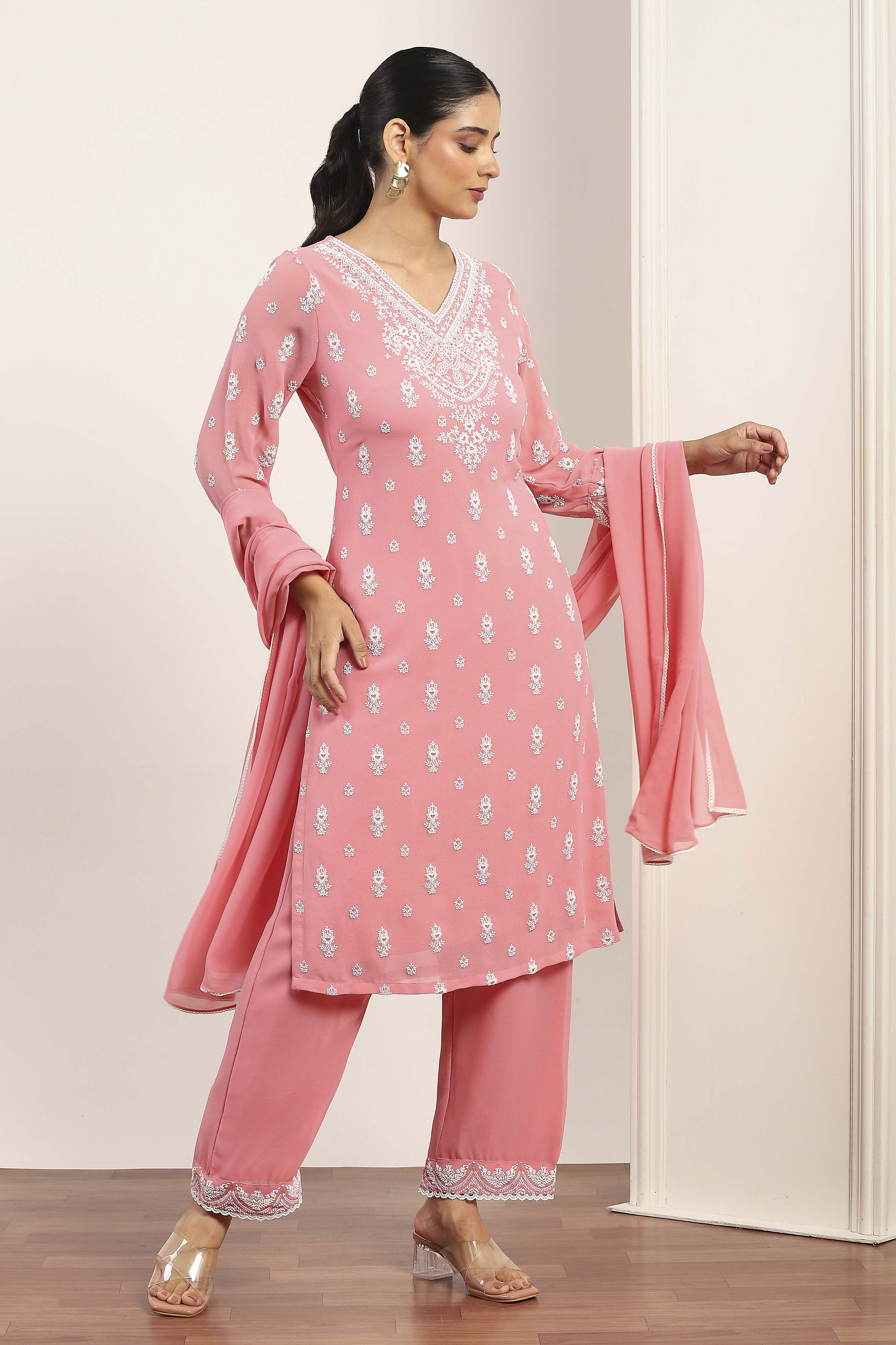 Pink Polyester Straight Suit Sets image number 5