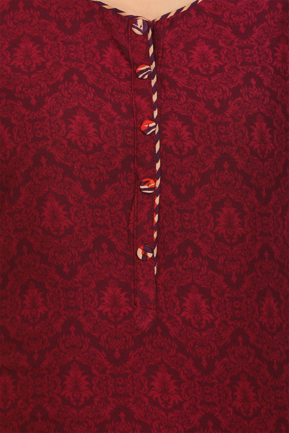 Wine Straight Cotton Kurta image number 4