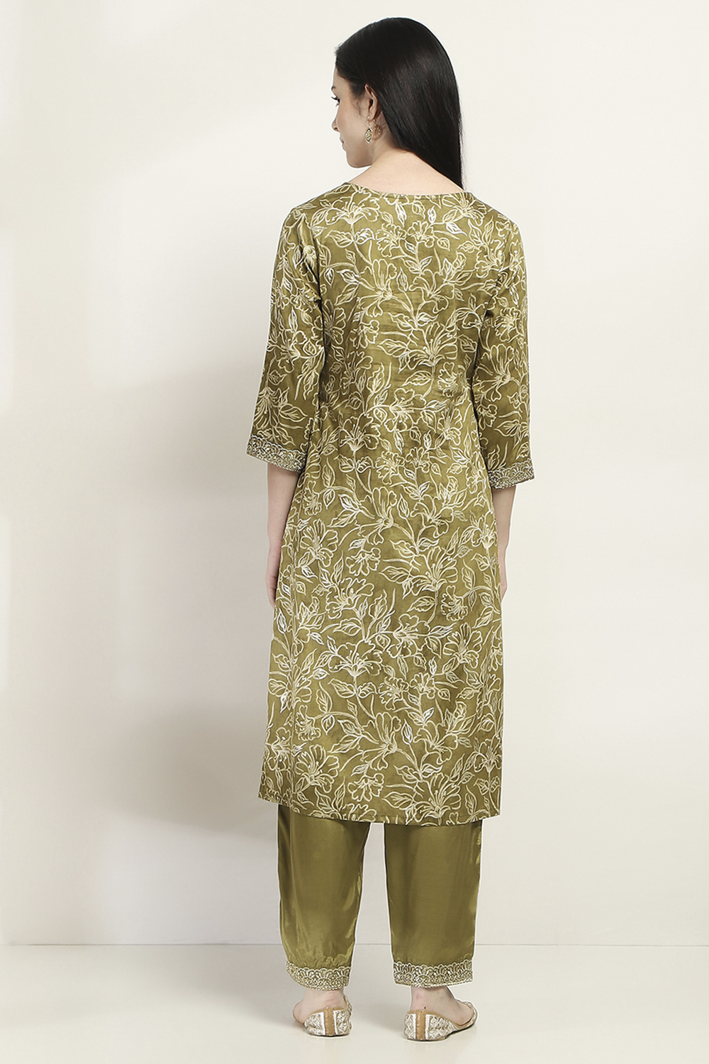Olive Cotton Straight Set image number 4