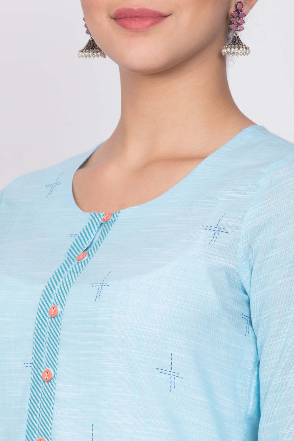 Blue Cotton Straight Kurta image number 1