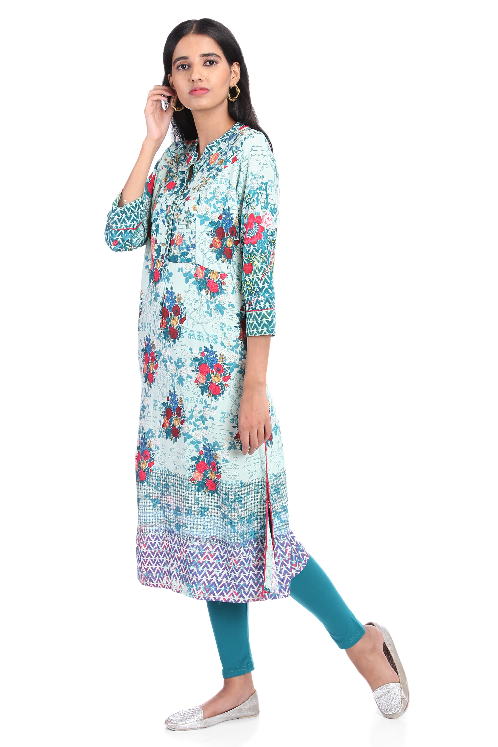 Lime Green Straight Viscose Rayon Kurta image number 4