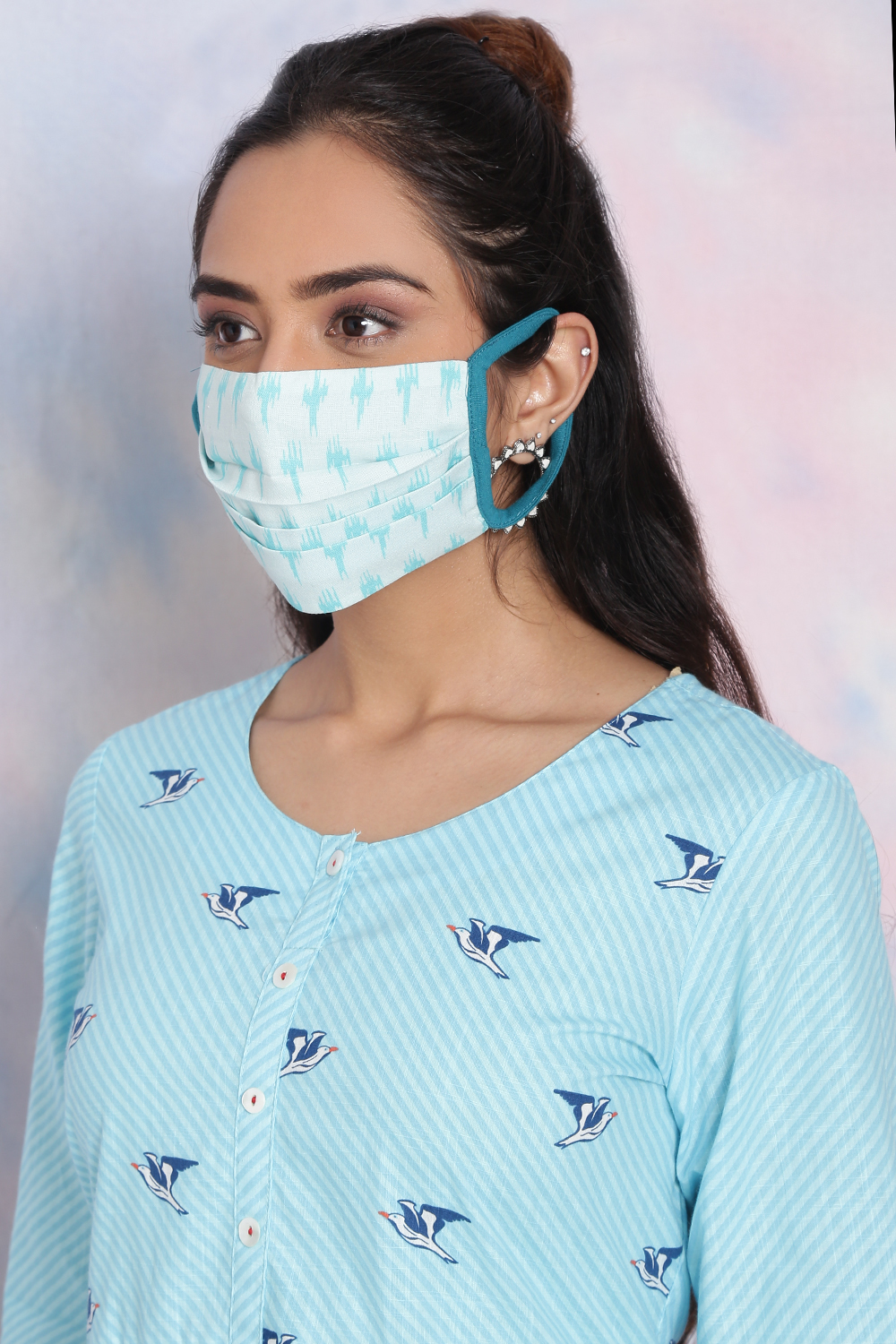 Mint Green Viscose Rayon Mask image number 3