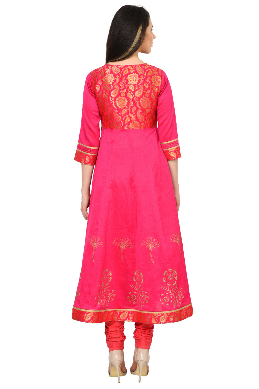 Pink Anarkali Polyester Kurta image number 4