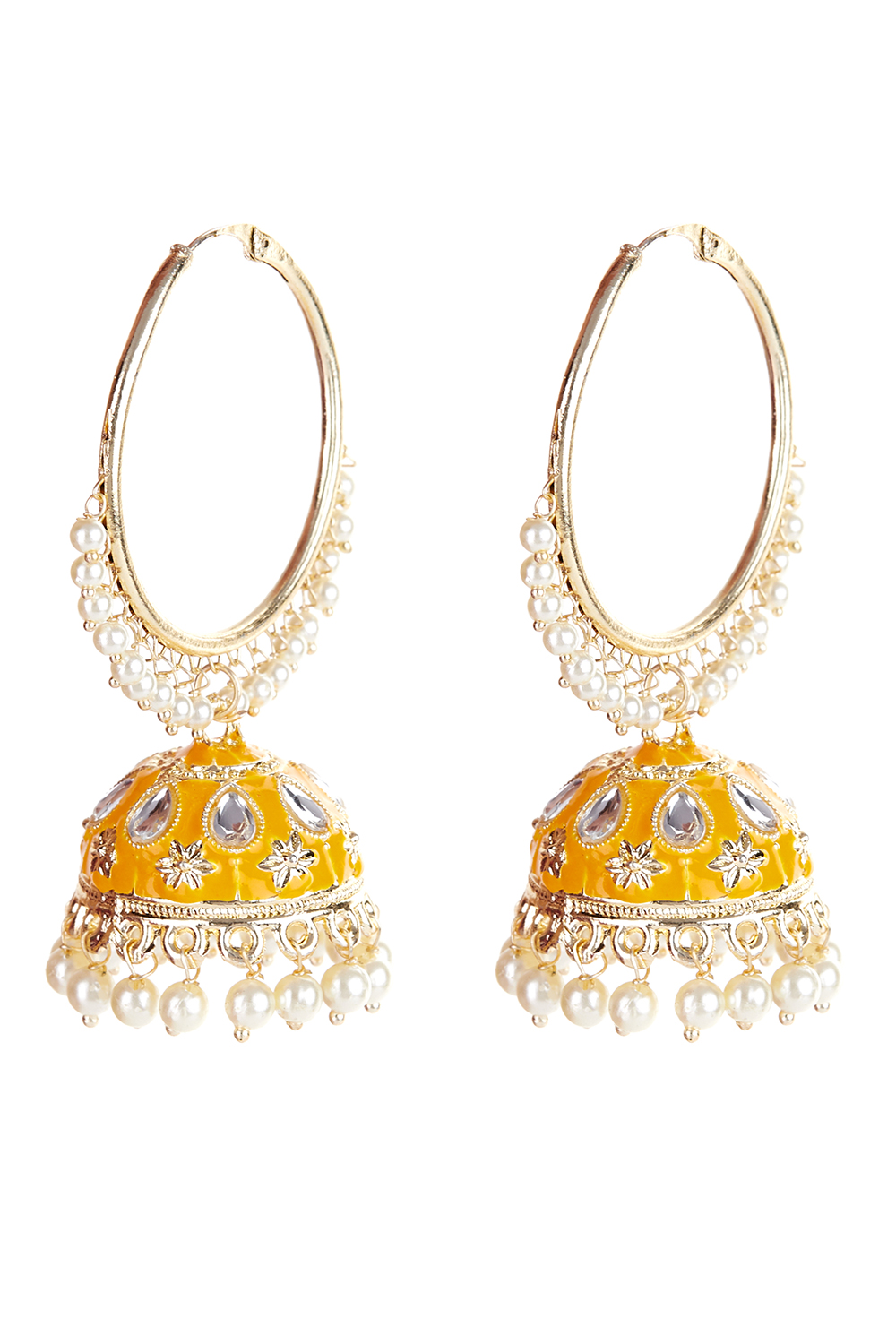 Yellow Metal Brass Earrings image number 2