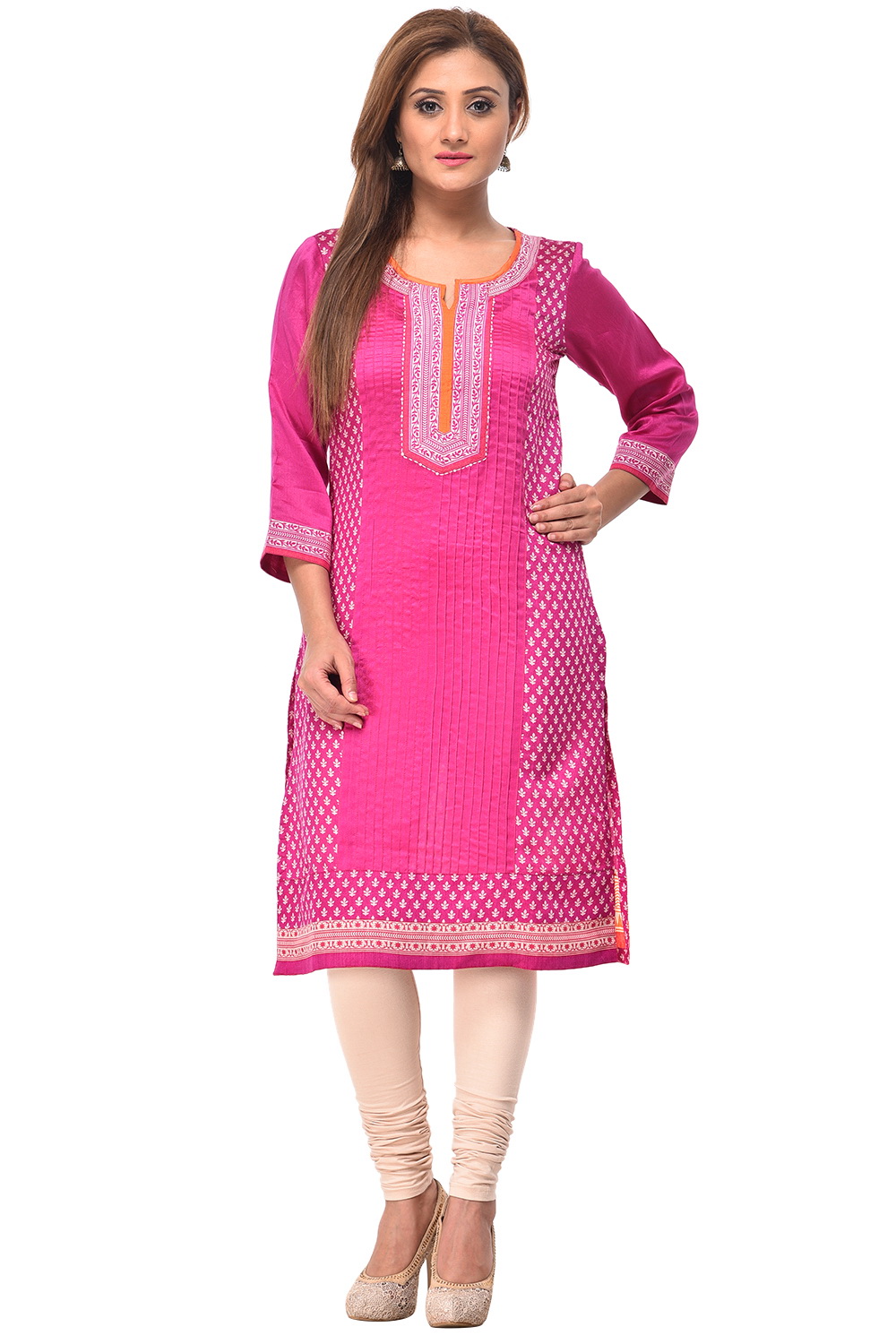 Magenta Straight Poly Cotton Kurta image number 0