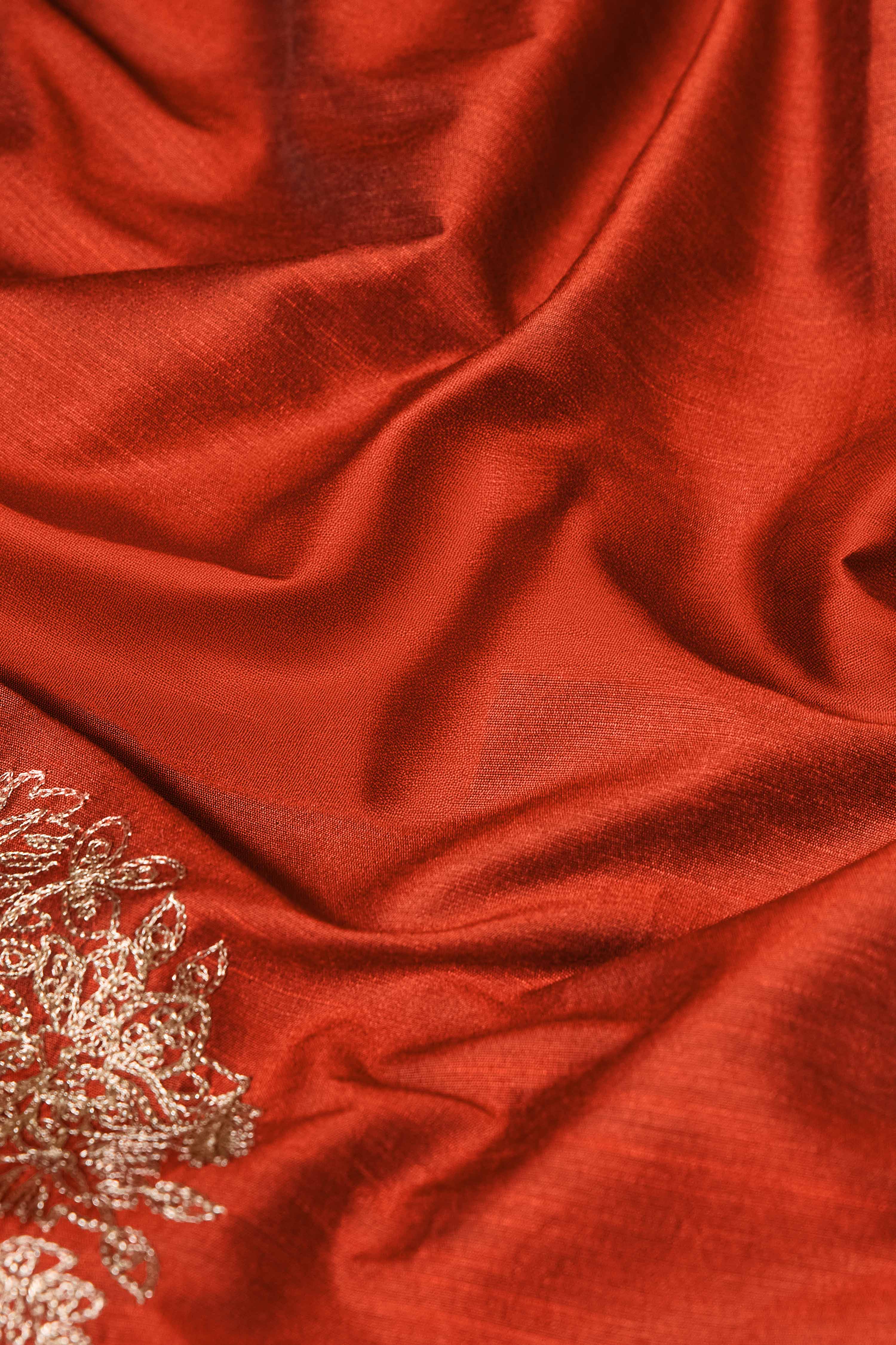Rust Viscose Blend Straight Solid Suit Set image number 3