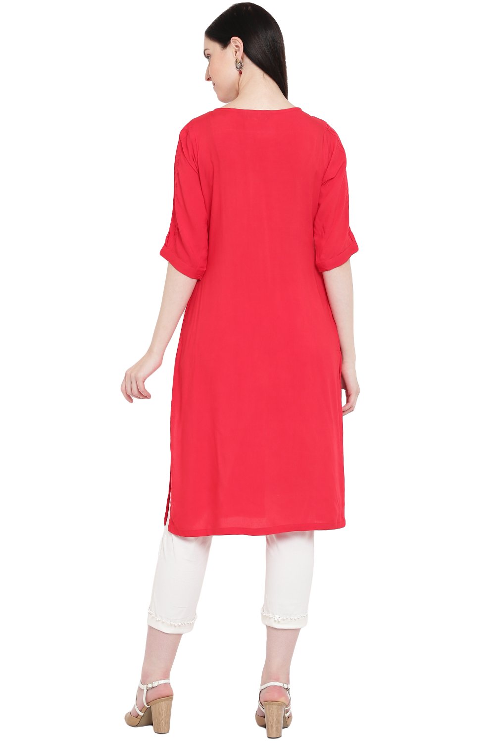 Red Straight Kurta image number 3