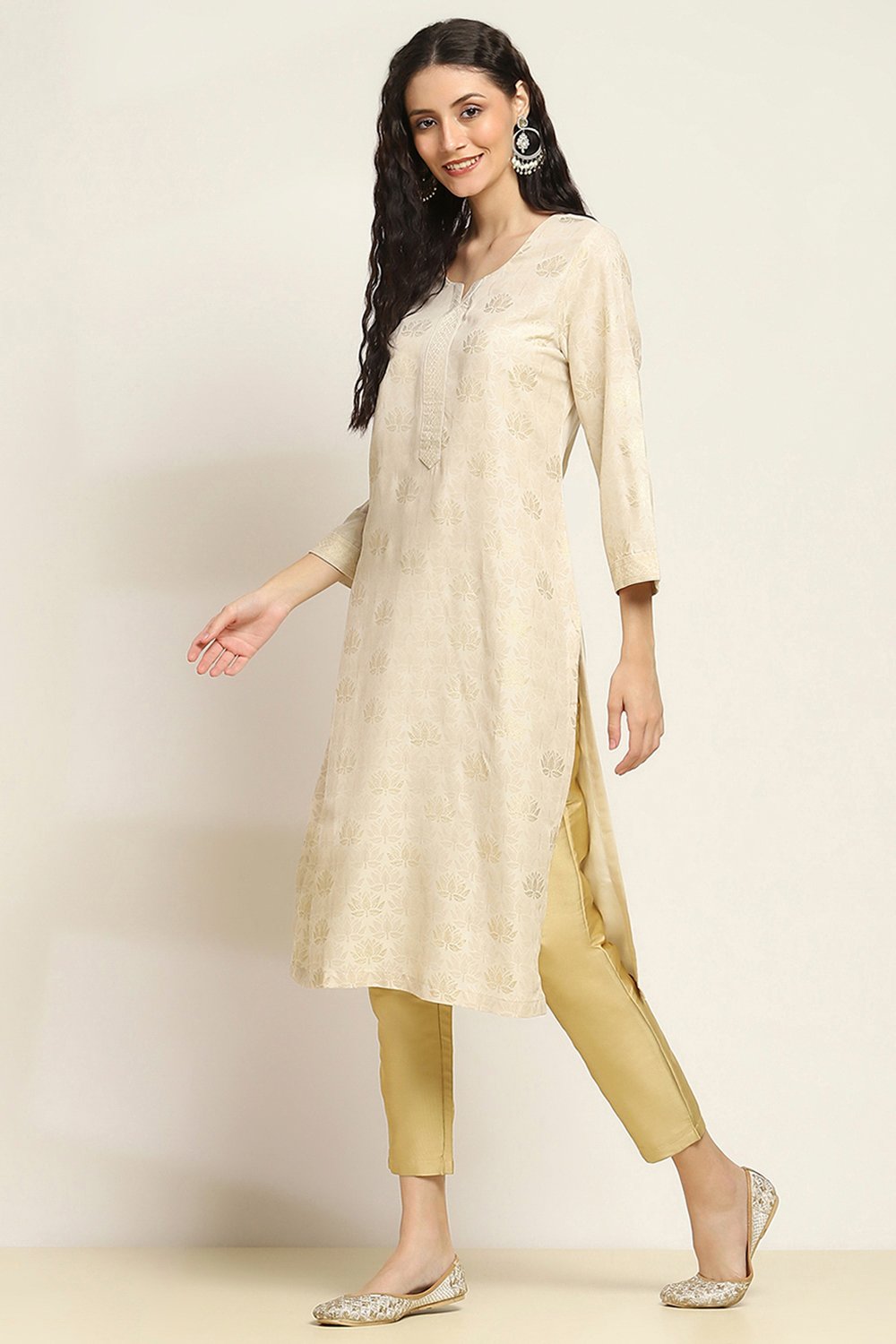 Blue Viscose Rayon Printed Straight Kurta image number 2