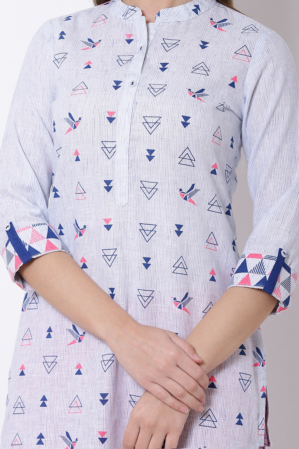Blue Poly Cotton Straight Kurta image number 1