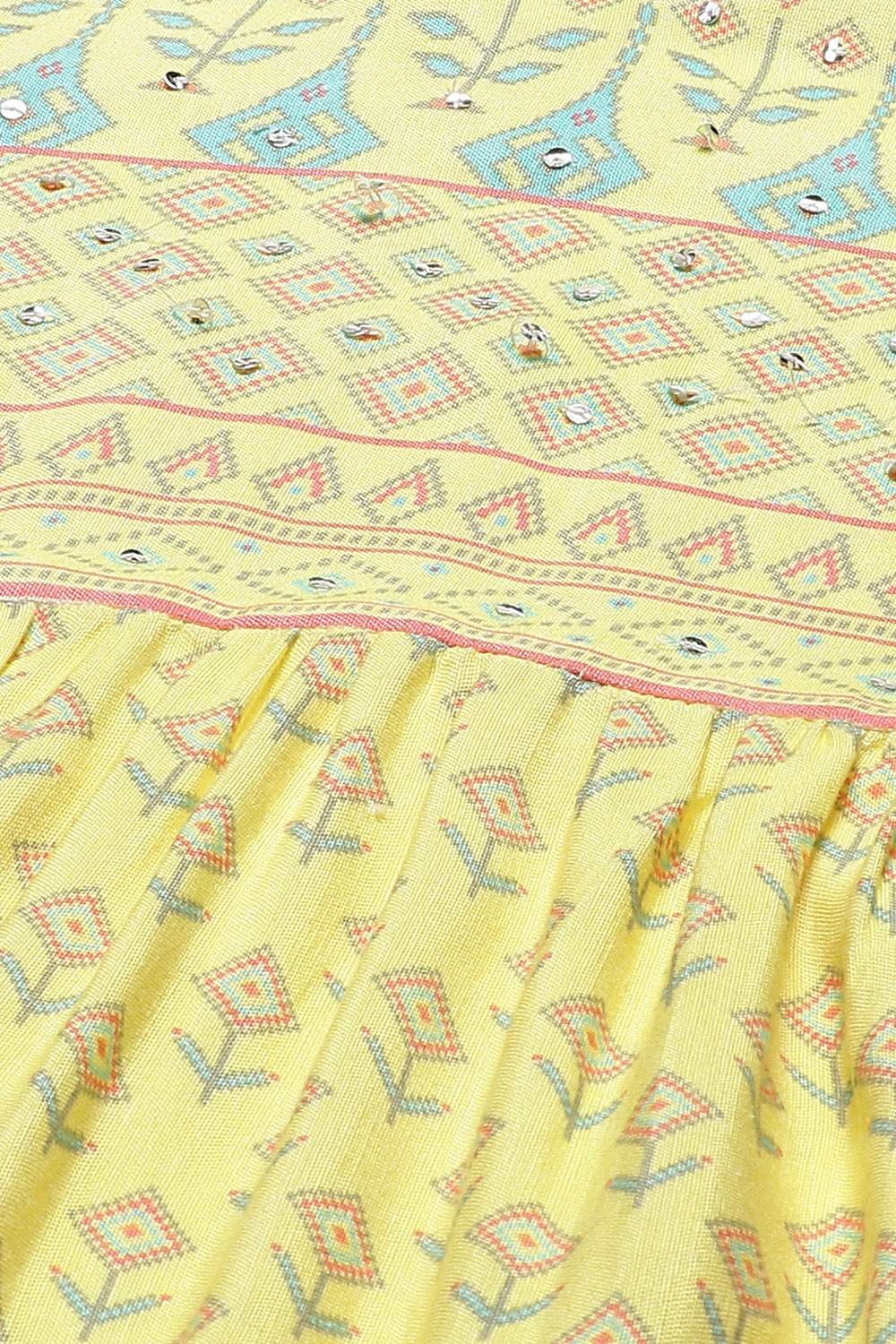 Yellow Viscose Flared Dress image number 1