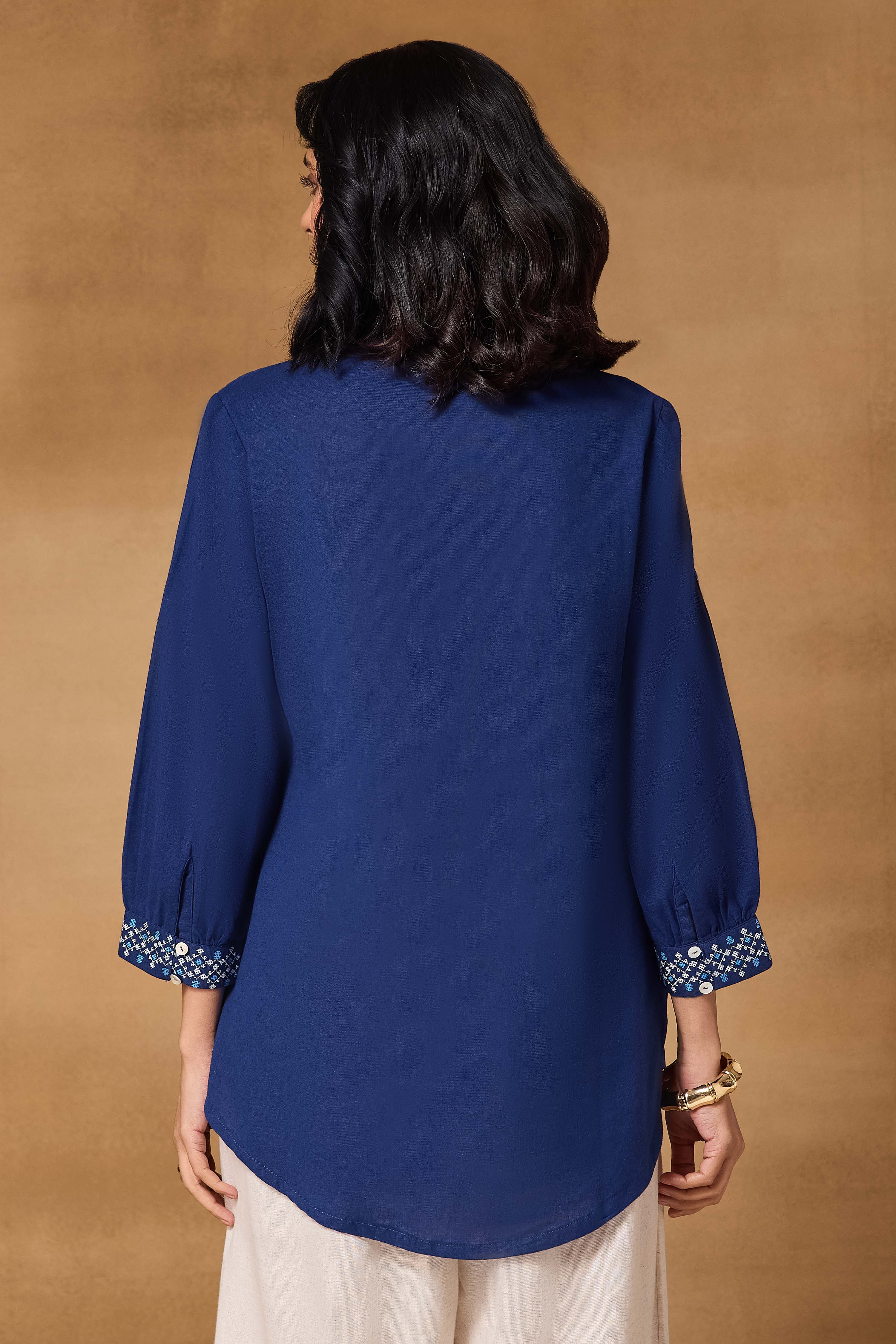 Indigo Cotton Flex Regular Printed Top image number 5